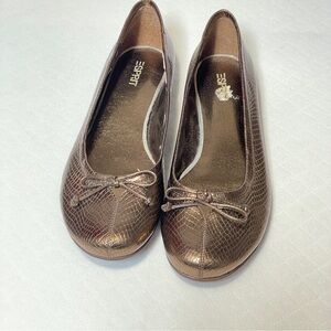 Esprit Women’s Bronze Ballet Flats Bow‎ detail size 8.5M